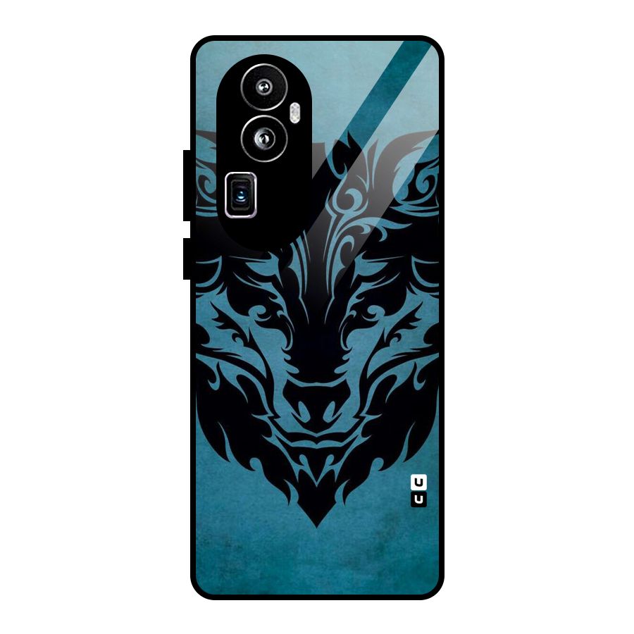 Black Artistic Wolf Glass Back Case for Oppo Reno10 Pro Plus