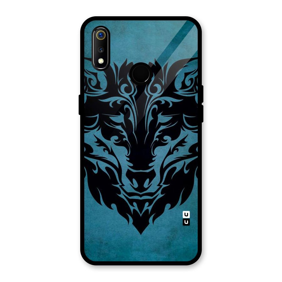 Black Artistic Wolf Glass Back Case for Realme 3i