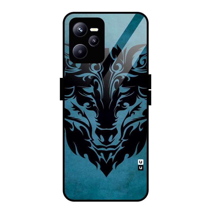 Black Artistic Wolf Glass Back Case for Realme C35