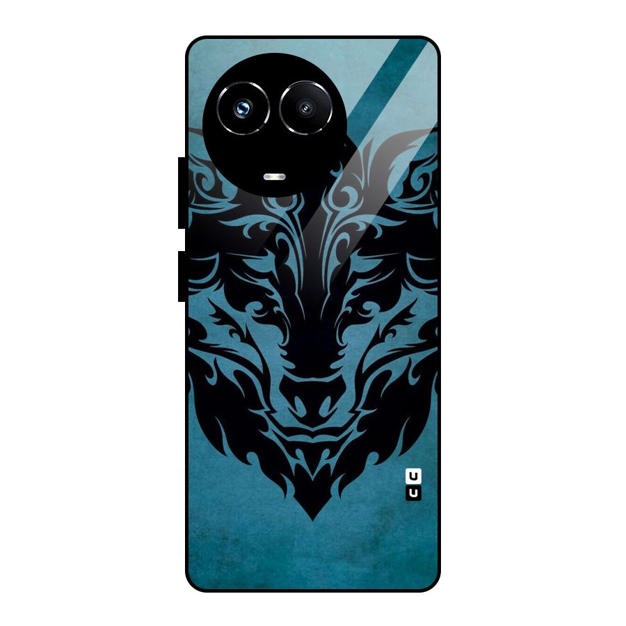 Black Artistic Wolf Glass Back Case for Realme Narzo 60X
