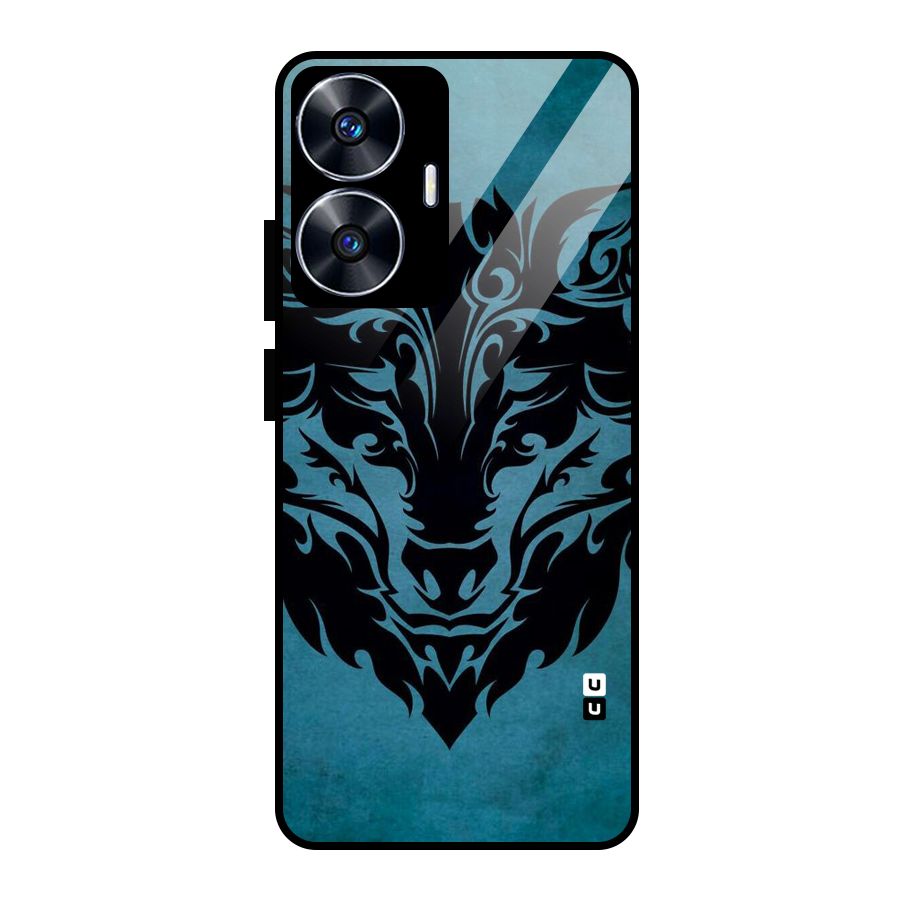 Black Artistic Wolf Glass Back Case for Realme Narzo N55