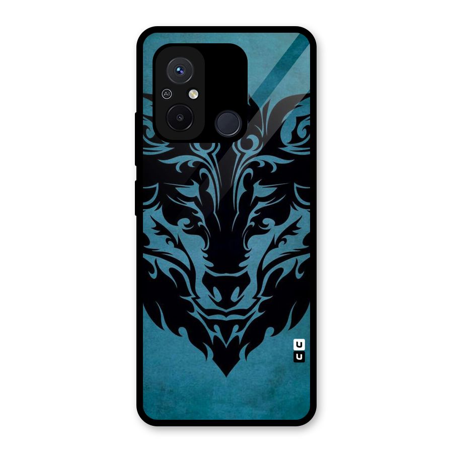 Black Artistic Wolf Glass Back Case for Redmi 12C