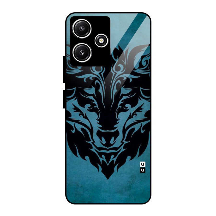 Black Artistic Wolf Glass Back Case for Redmi 12 5G