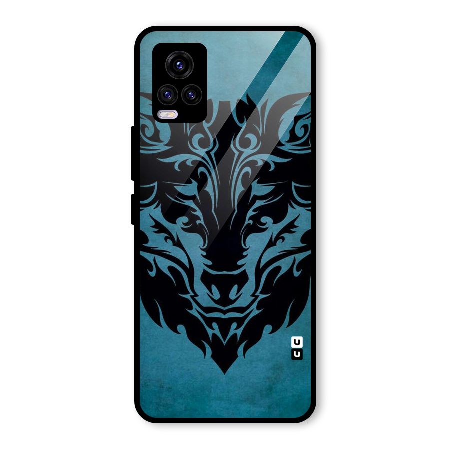Black Artistic Wolf Glass Back Case for Vivo V20 2021