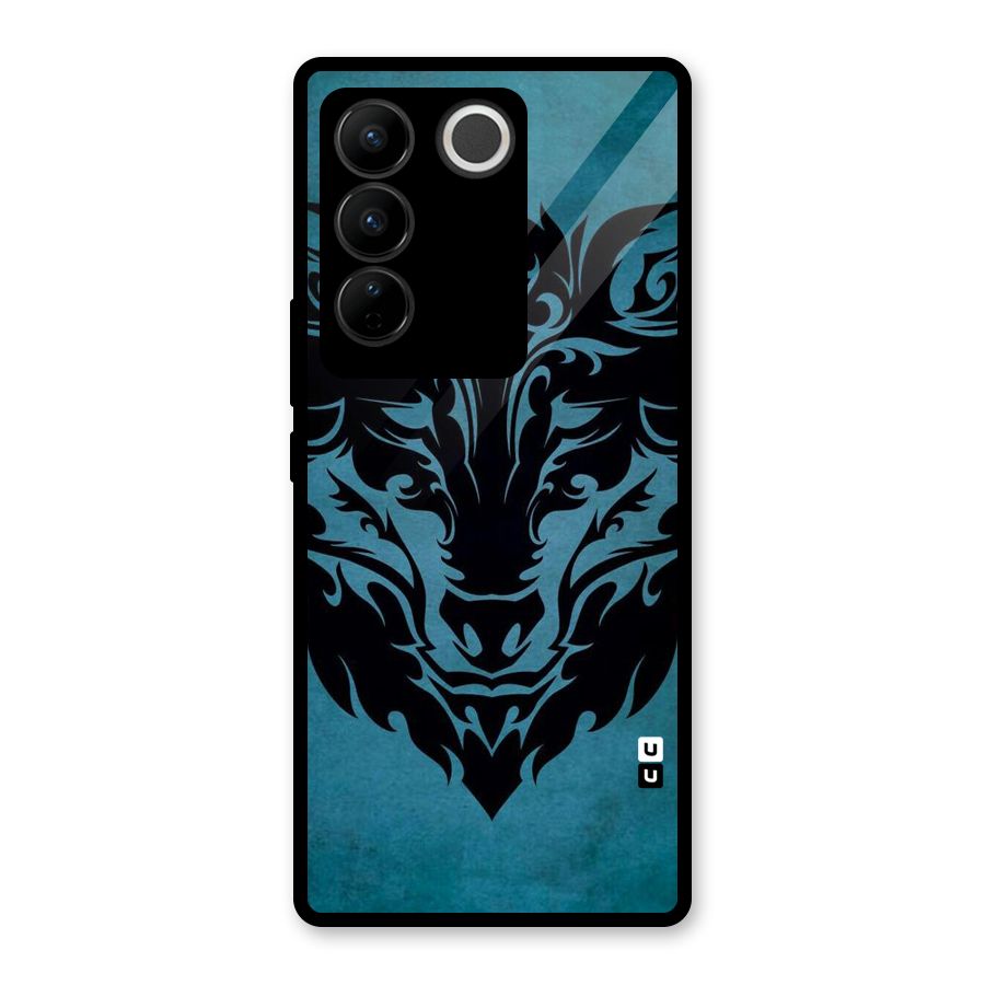 Black Artistic Wolf Glass Back Case for Vivo V27