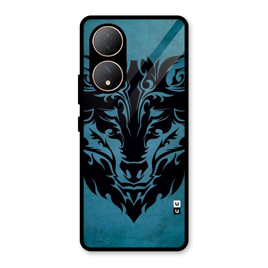 Black Artistic Wolf Glass Back Case for Vivo Y100A