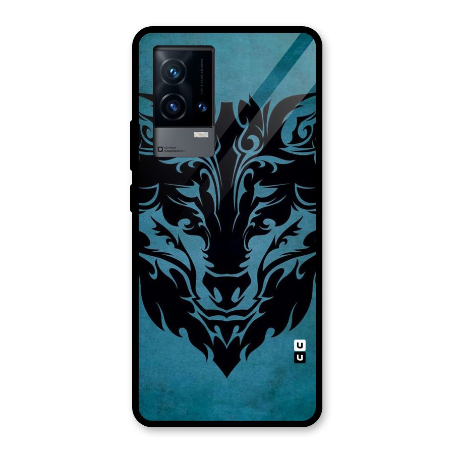 Black Artistic Wolf Glass Back Case for iQOO 9 5G
