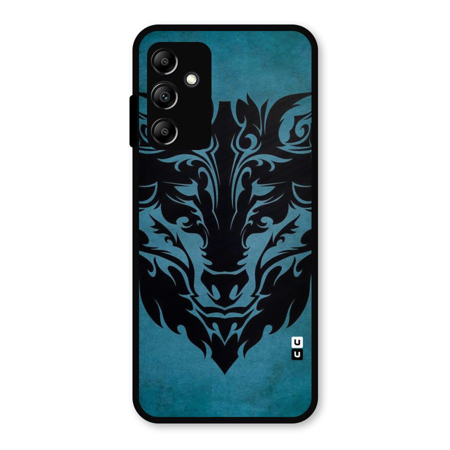 Black Artistic Wolf Metal Back Case for Galaxy A14 5G