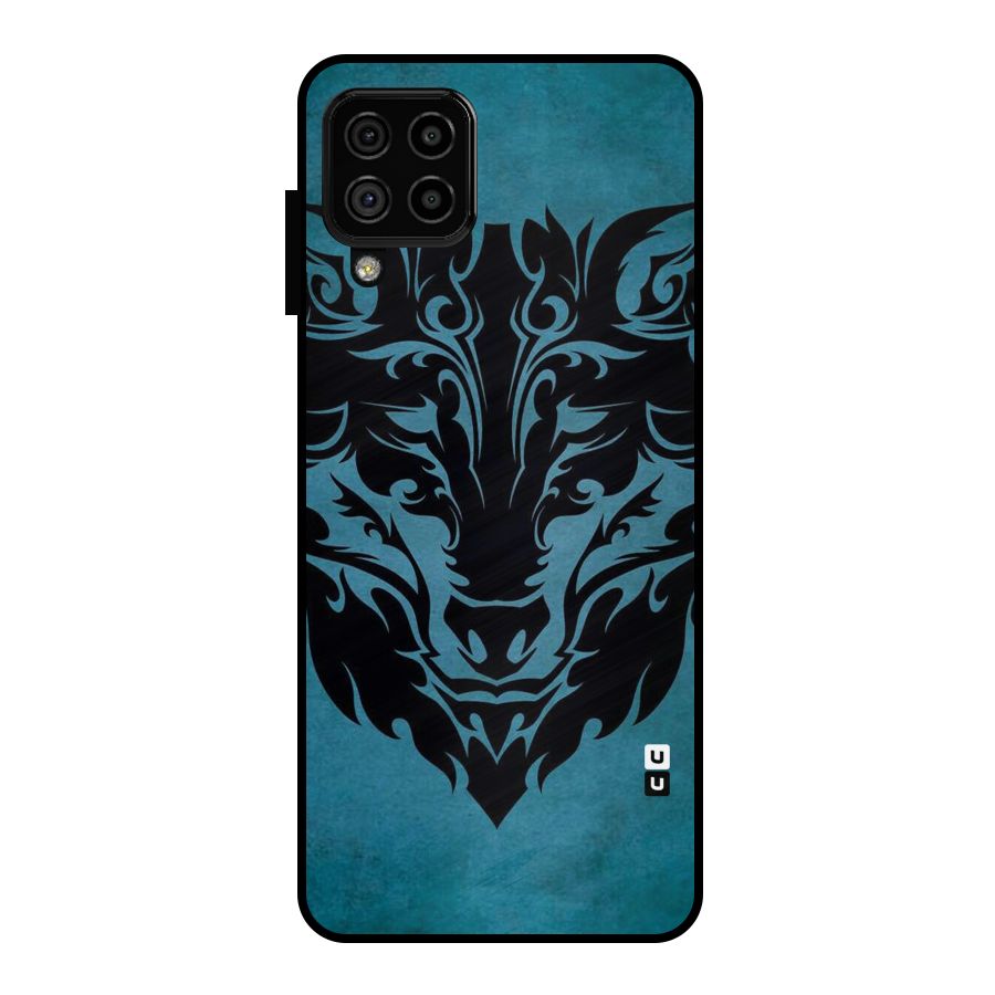 Black Artistic Wolf Metal Back Case for Galaxy A22 4G