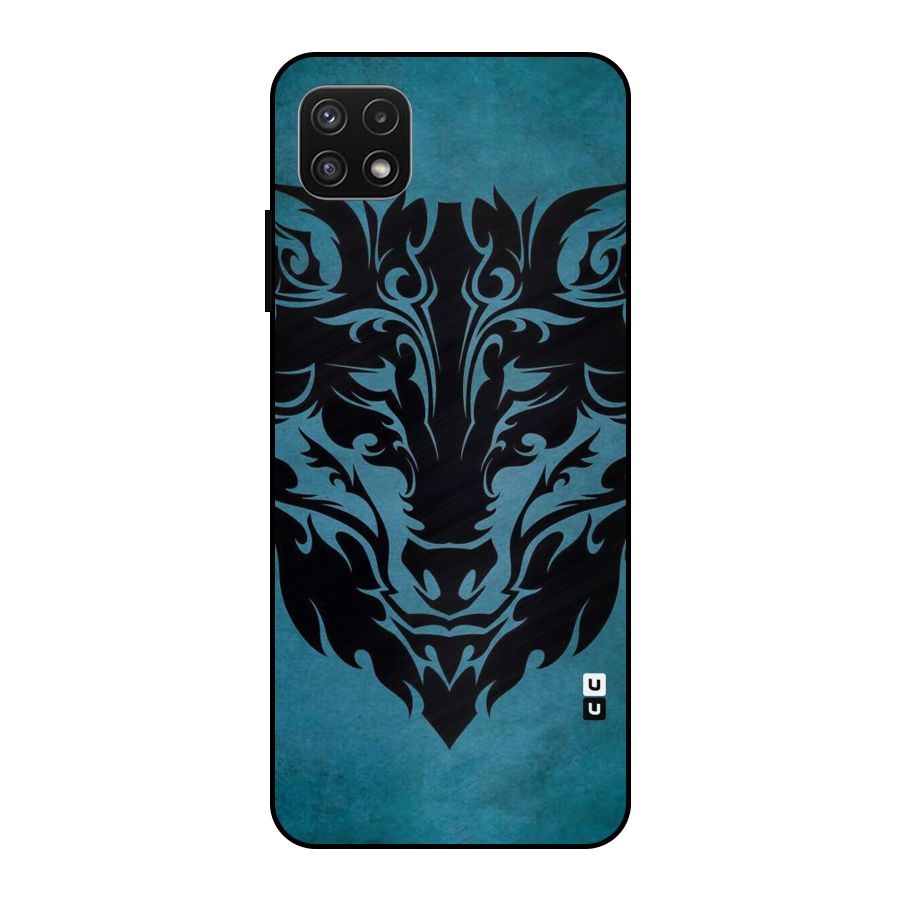 Black Artistic Wolf Metal Back Case for Galaxy A22 5G