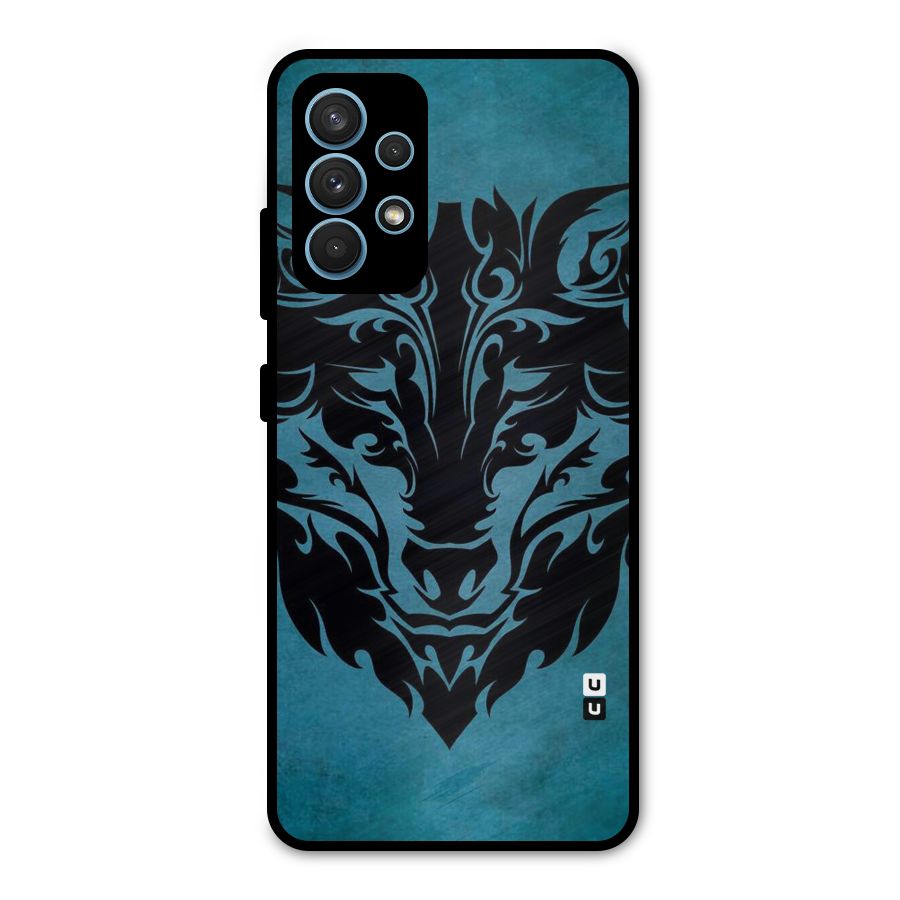 Black Artistic Wolf Metal Back Case for Galaxy A32