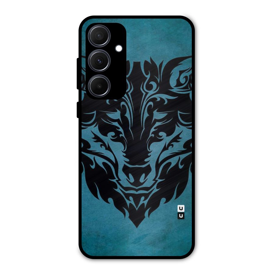 Black Artistic Wolf Metal Back Case for Galaxy A35