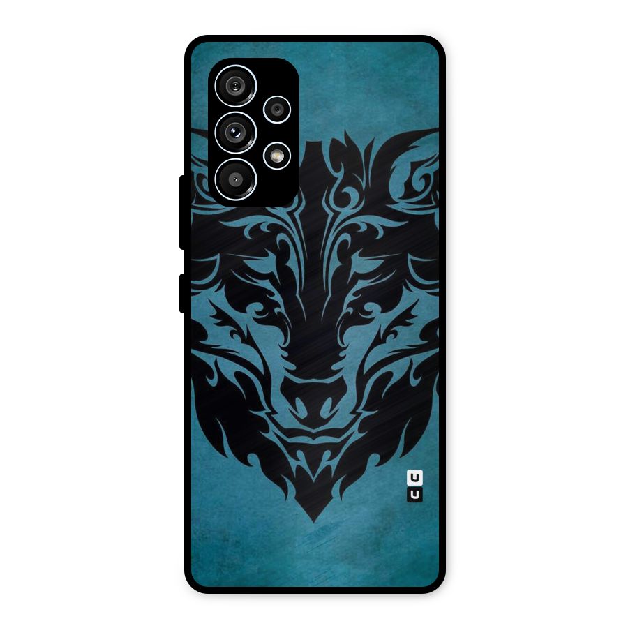 Black Artistic Wolf Metal Back Case for Galaxy A53 5G