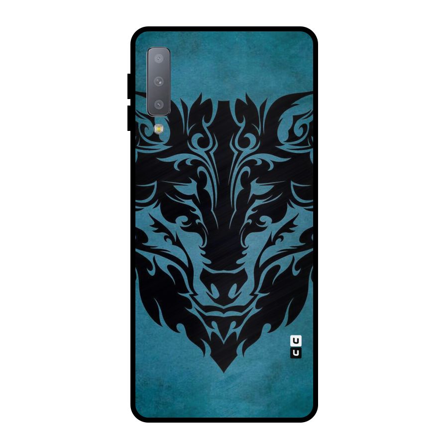 Black Artistic Wolf Metal Back Case for Galaxy A7 (2018)