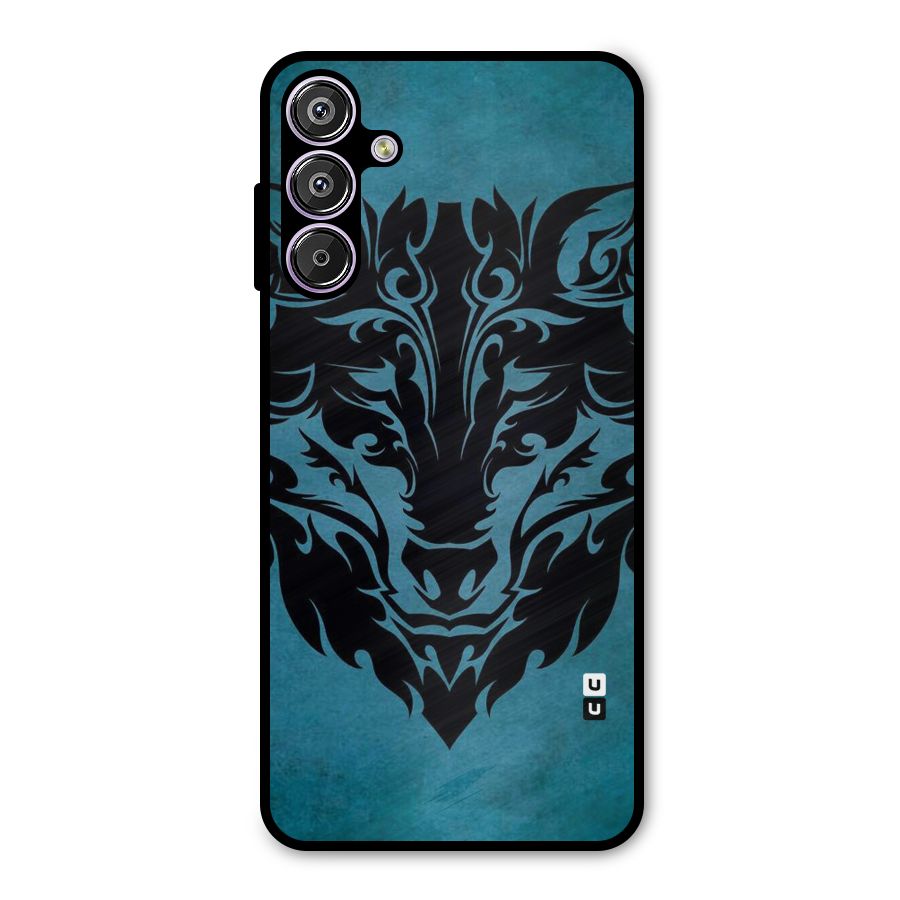 Black Artistic Wolf Metal Back Case for Galaxy F15