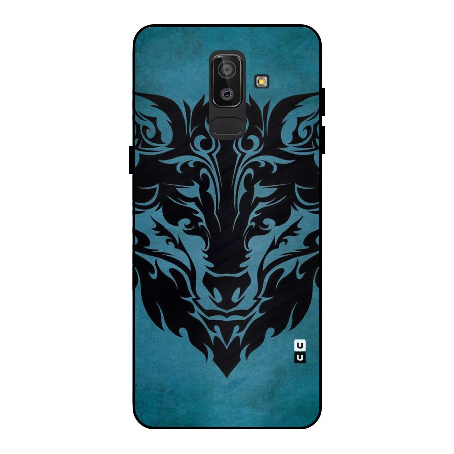 Black Artistic Wolf Metal Back Case for Galaxy J8
