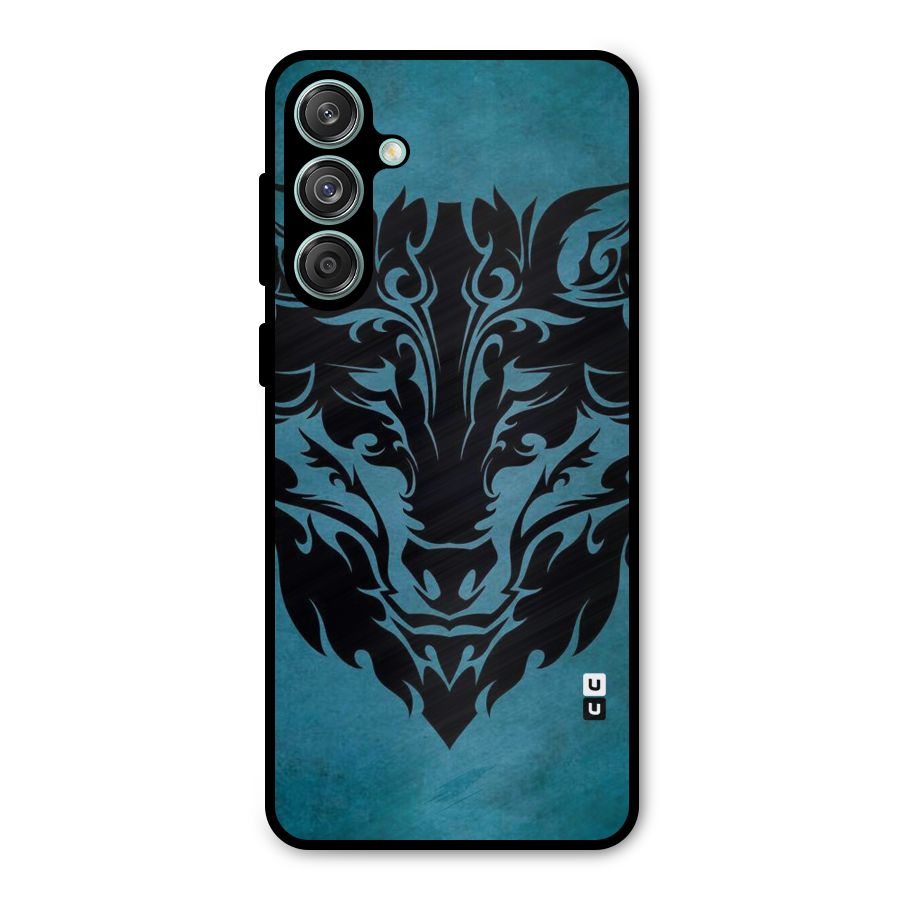 Black Artistic Wolf Metal Back Case for Galaxy M55 5G