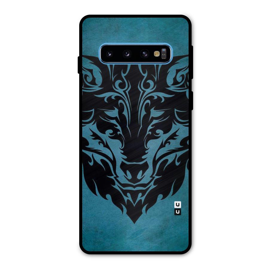 Black Artistic Wolf Metal Back Case for Galaxy S10