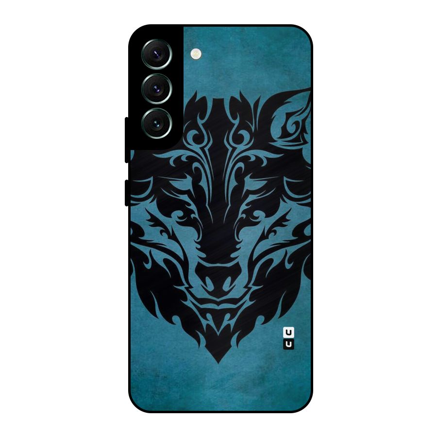 Black Artistic Wolf Metal Back Case for Galaxy S22 Plus 5G