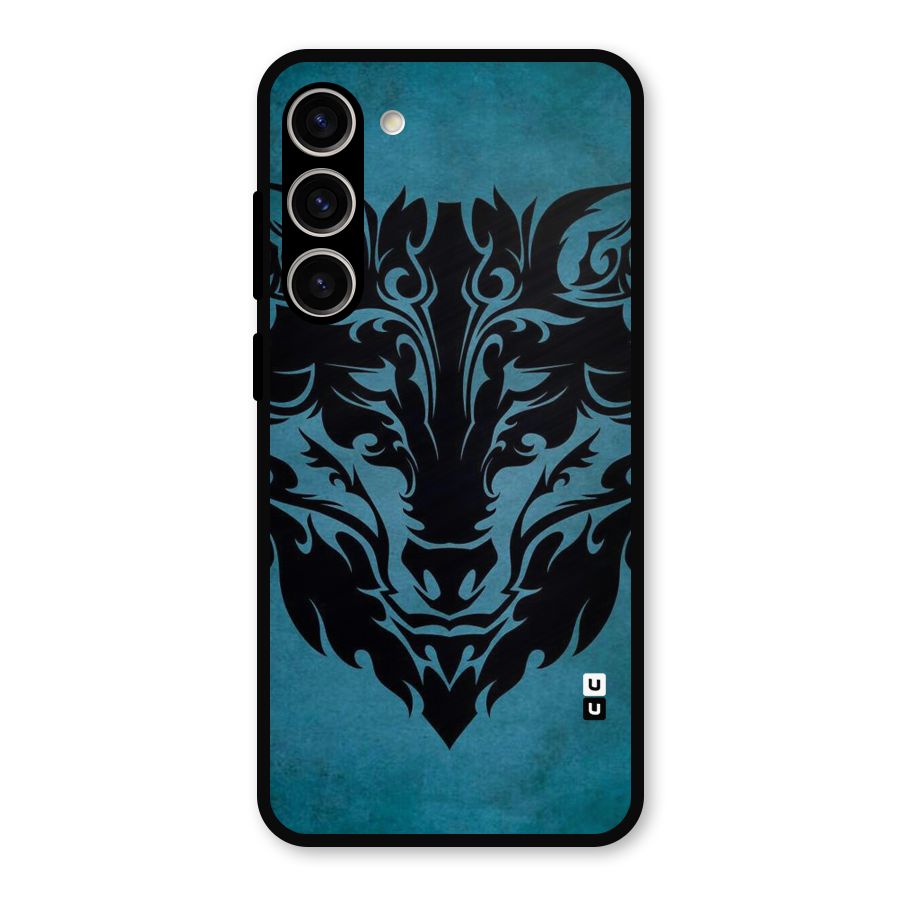 Black Artistic Wolf Metal Back Case for Galaxy S23 Plus