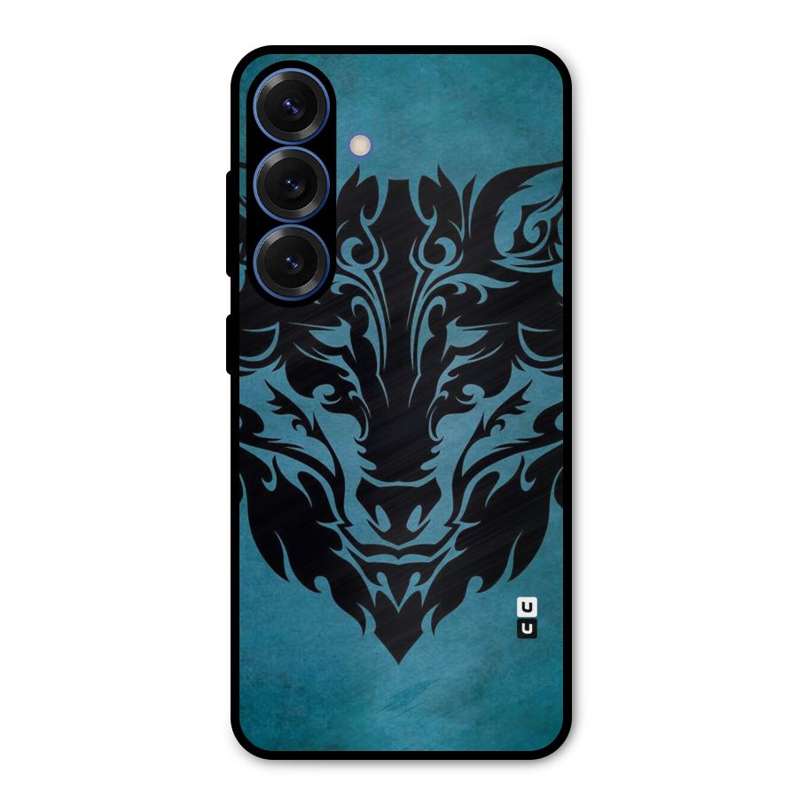 Black Artistic Wolf Metal Back Case for Galaxy S25