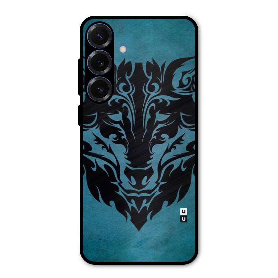 Black Artistic Wolf Metal Back Case for Galaxy S25 Plus