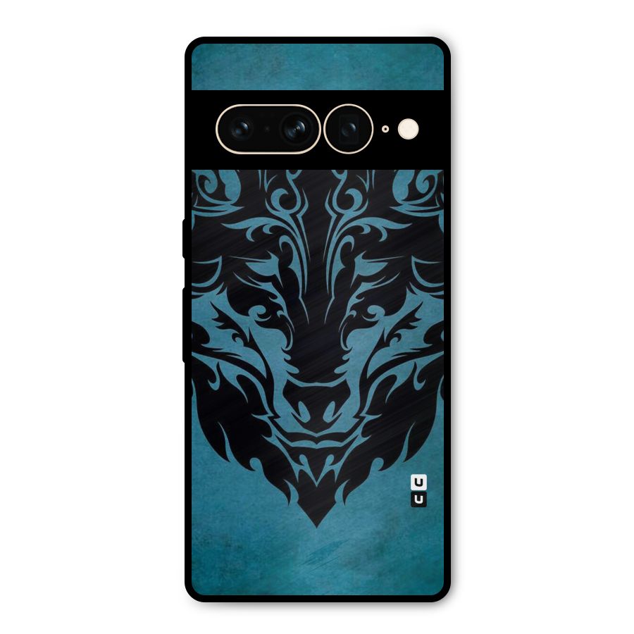 Black Artistic Wolf Metal Back Case for Google Pixel 7 Pro