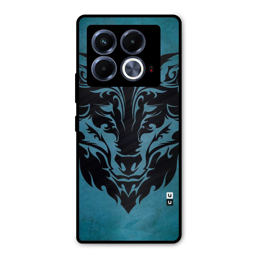 Black Artistic Wolf Metal Back Case for Infinix Note 40 5G