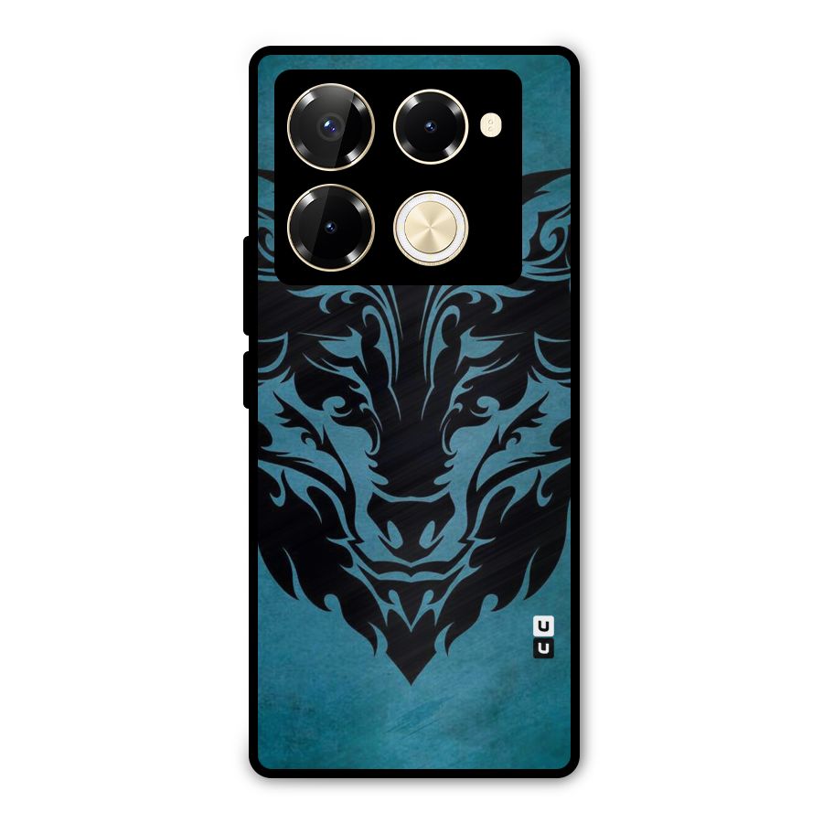 Black Artistic Wolf Metal Back Case for Infinix Note 40 Pro