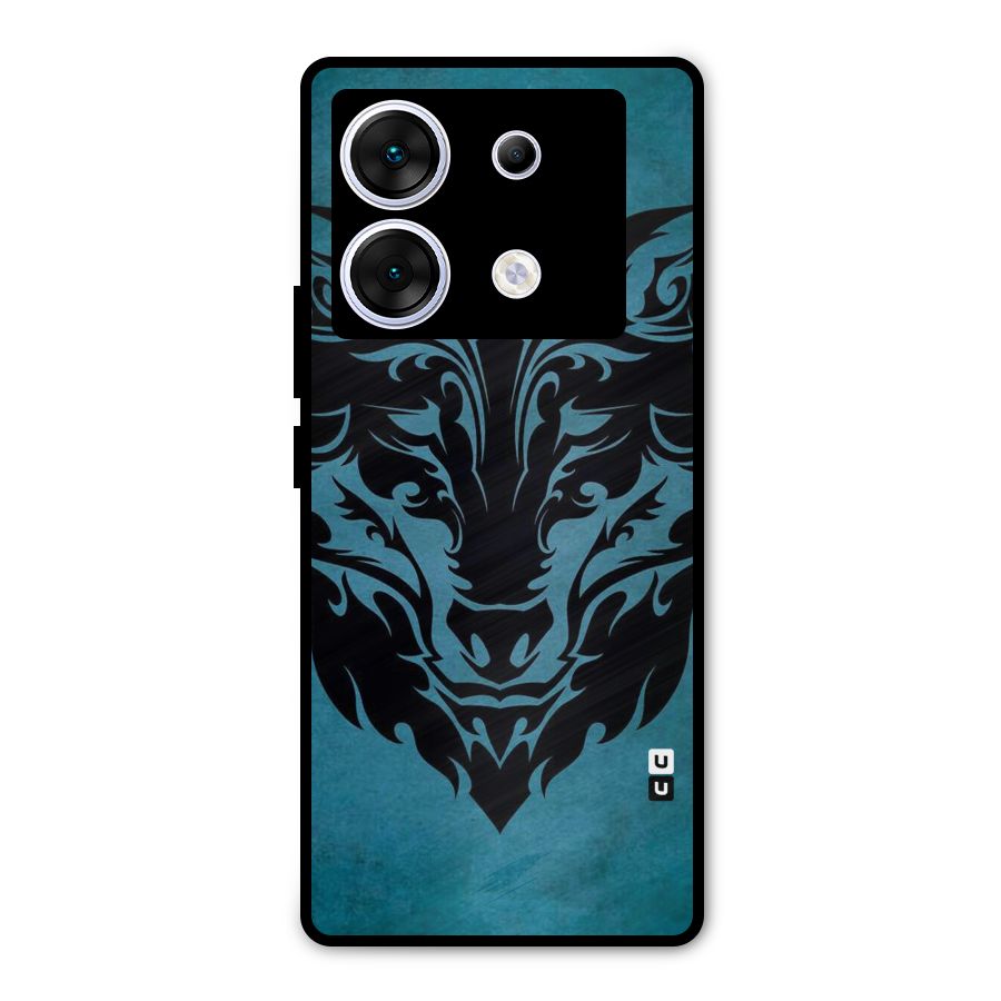 Black Artistic Wolf Metal Back Case for Infinix Zero 30 5G