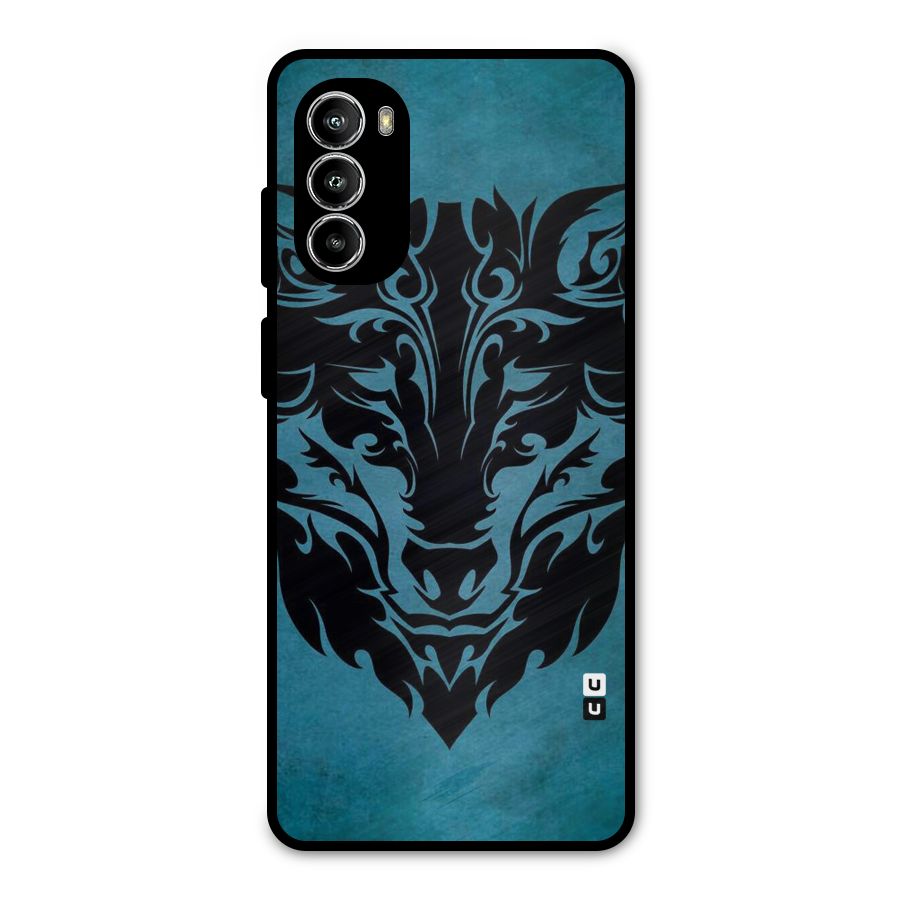 Black Artistic Wolf Metal Back Case for Moto G52