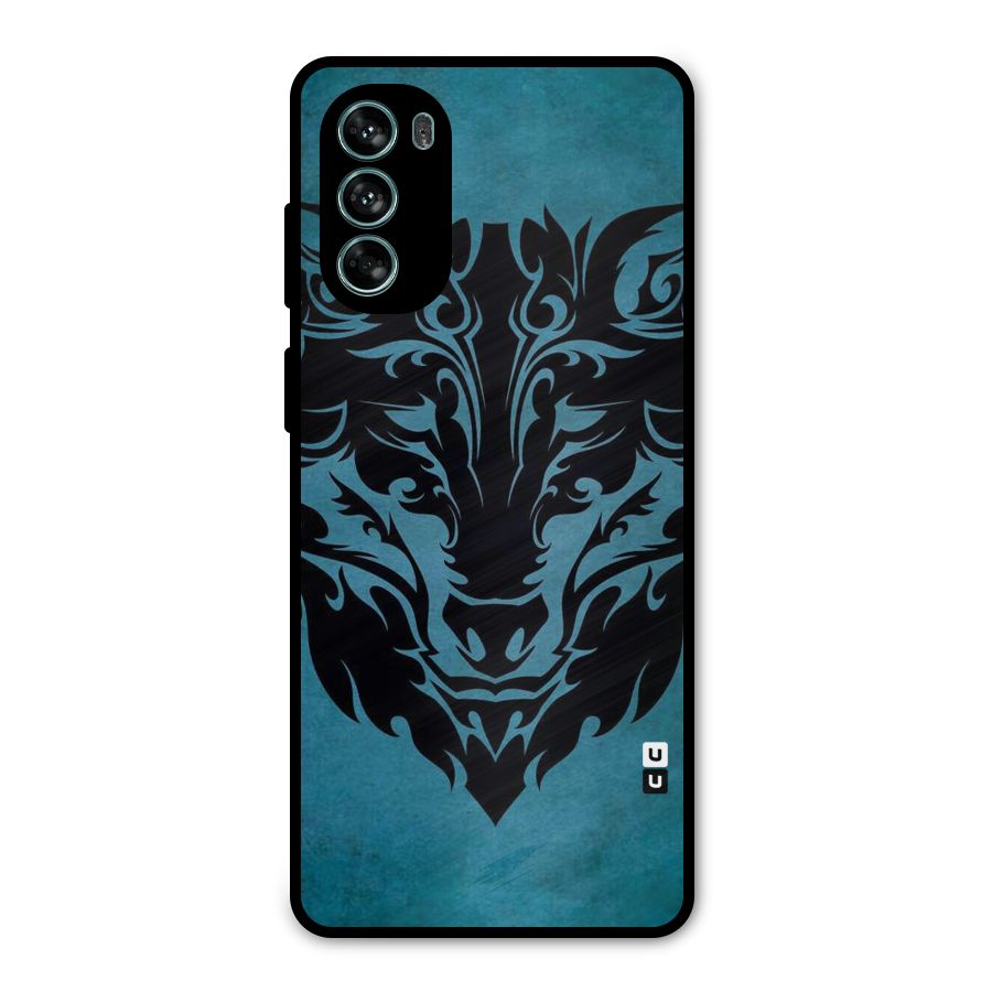 Black Artistic Wolf Metal Back Case for Moto G62