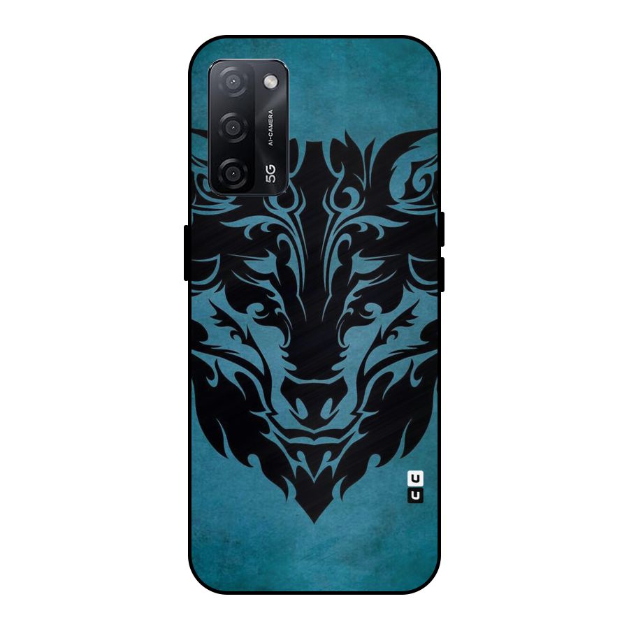 Black Artistic Wolf Metal Back Case for Oppo A53s 5G