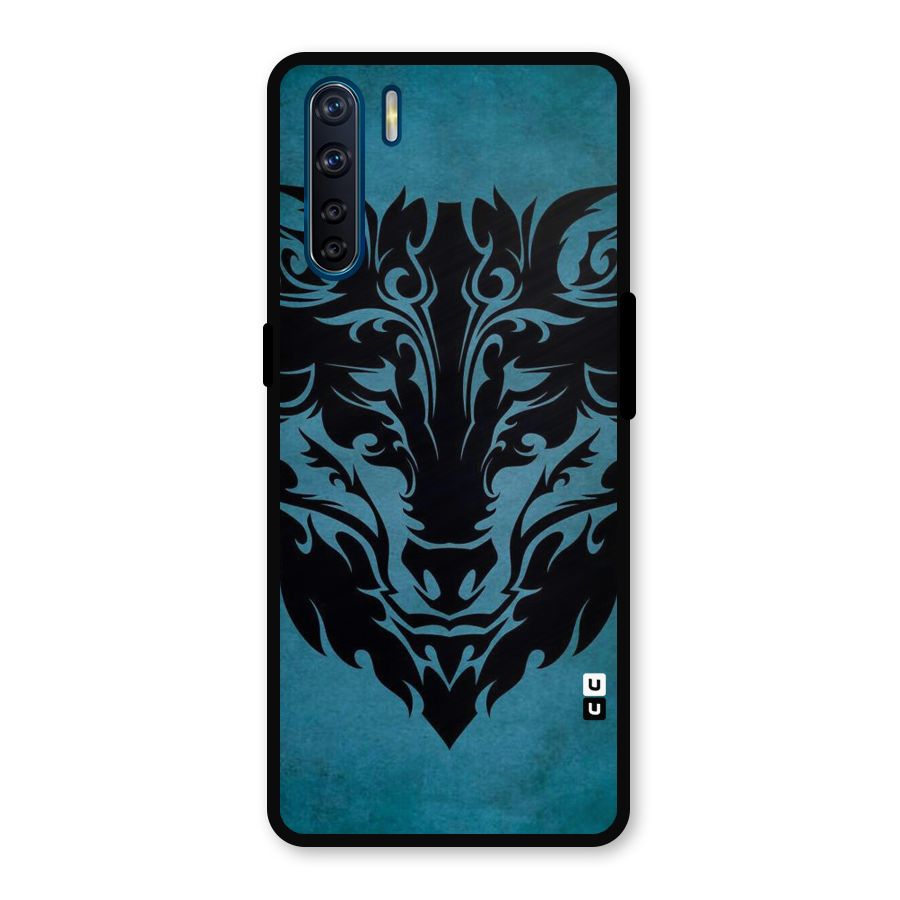 Black Artistic Wolf Metal Back Case for Oppo F15
