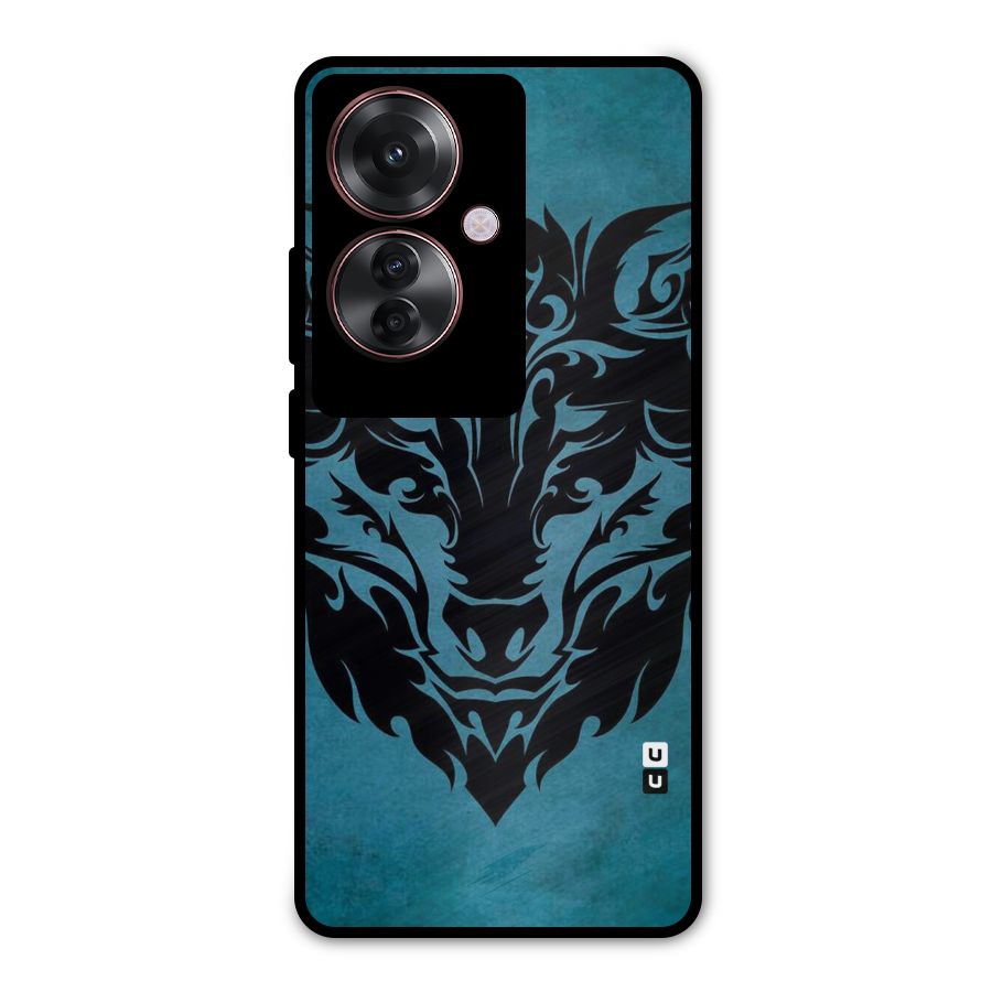 Black Artistic Wolf Metal Back Case for Oppo F25 Pro