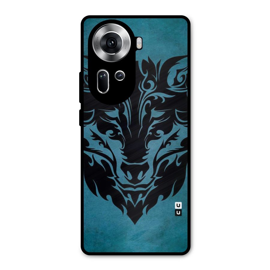 Black Artistic Wolf Metal Back Case for Oppo Reno11 5G