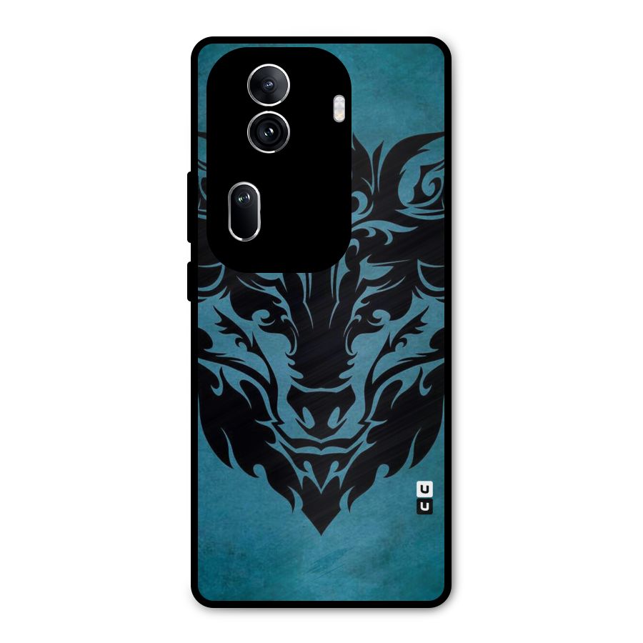Black Artistic Wolf Metal Back Case for Oppo Reno11 Pro 5G