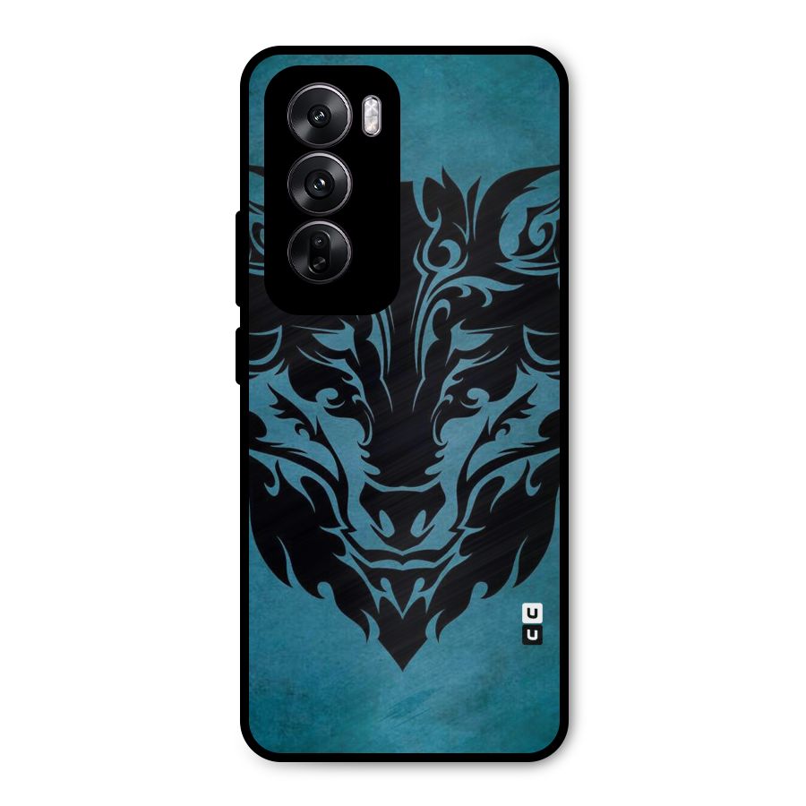 Black Artistic Wolf Metal Back Case for Oppo Reno12