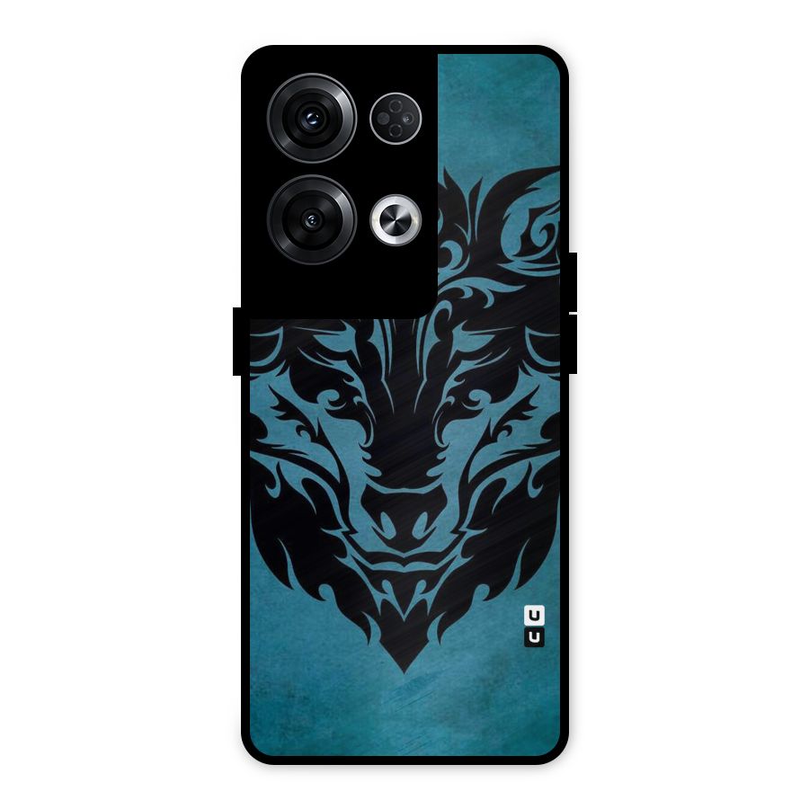 Black Artistic Wolf Metal Back Case for Oppo Reno8 Pro 5G