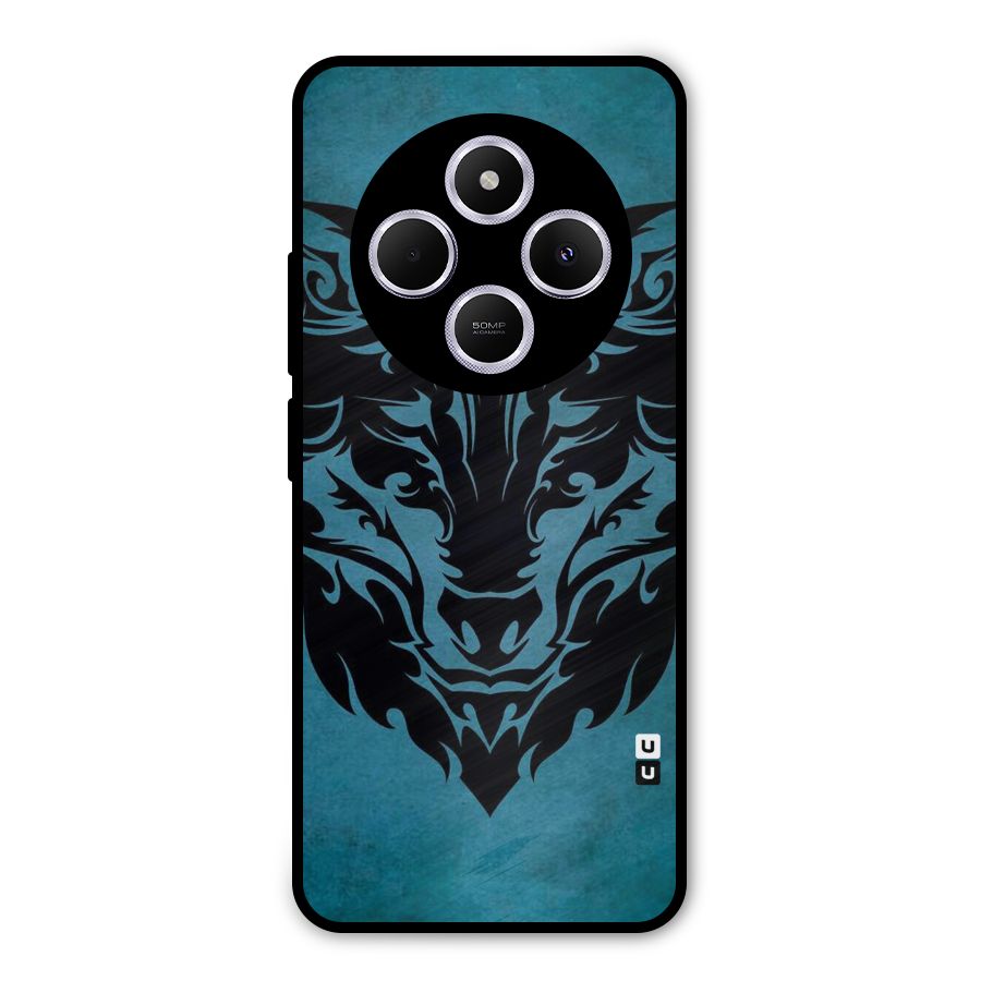 Black Artistic Wolf Metal Back Case for Poco C75 5G