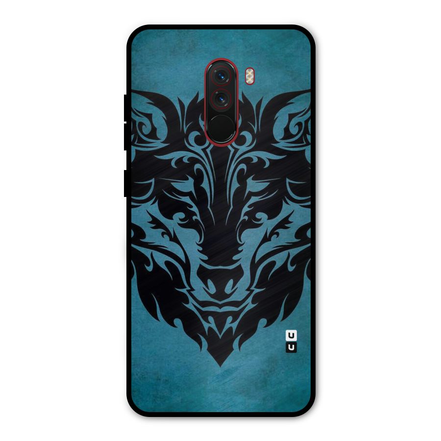 Black Artistic Wolf Metal Back Case for Poco F1