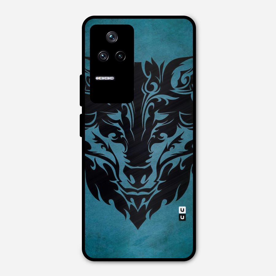 Black Artistic Wolf Metal Back Case for Poco F4 5G