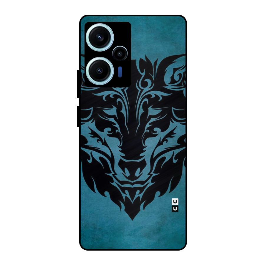 Black Artistic Wolf Metal Back Case for Poco F5