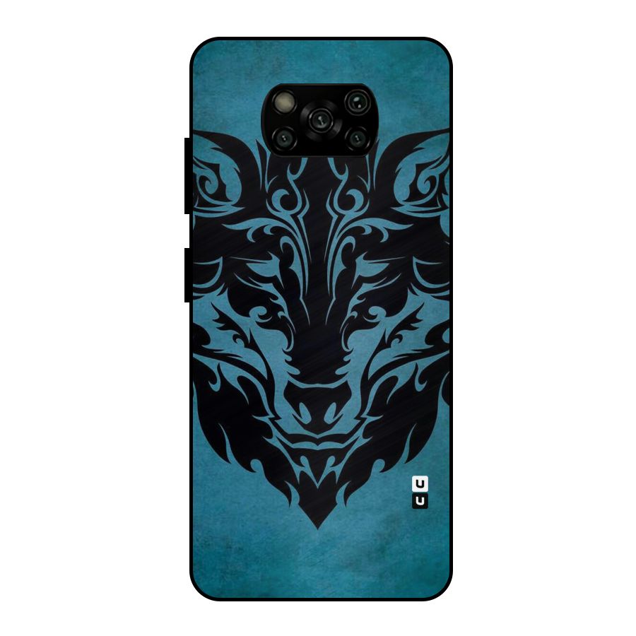 Black Artistic Wolf Metal Back Case for Poco X3