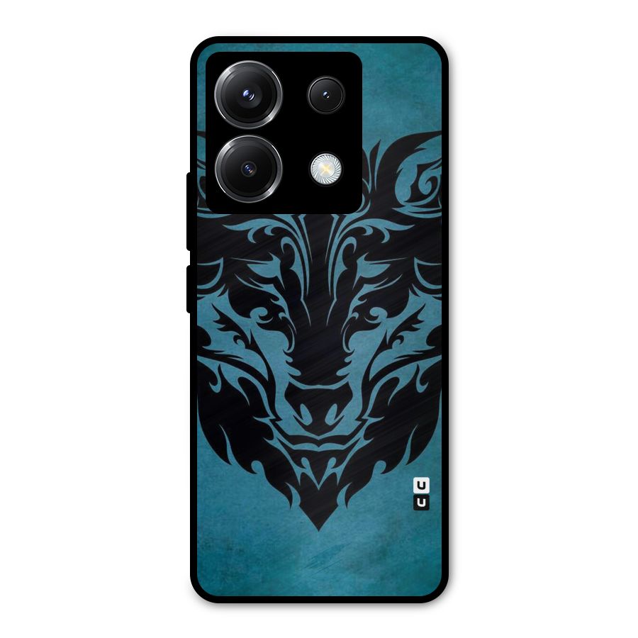 Black Artistic Wolf Metal Back Case for Poco X6