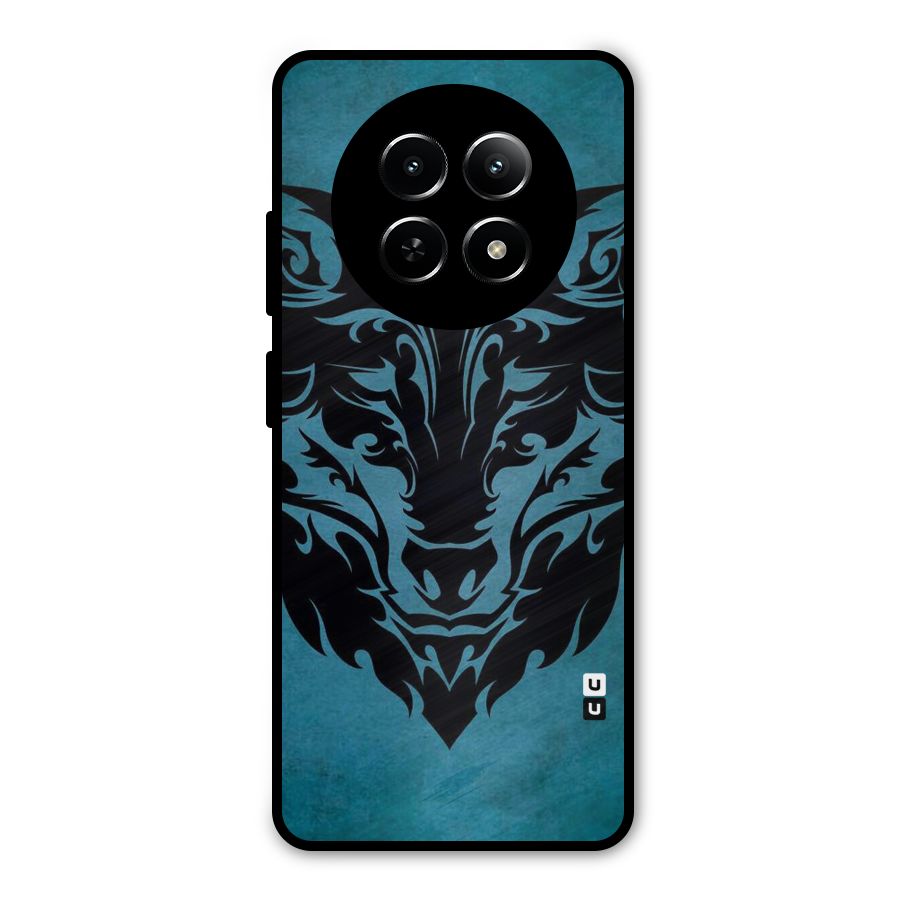 Black Artistic Wolf Metal Back Case for Realme 12 5G