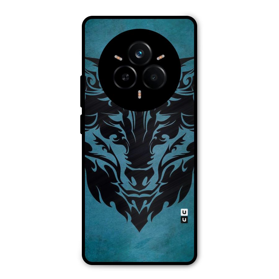 Black Artistic Wolf Metal Back Case for Realme 14 Pro