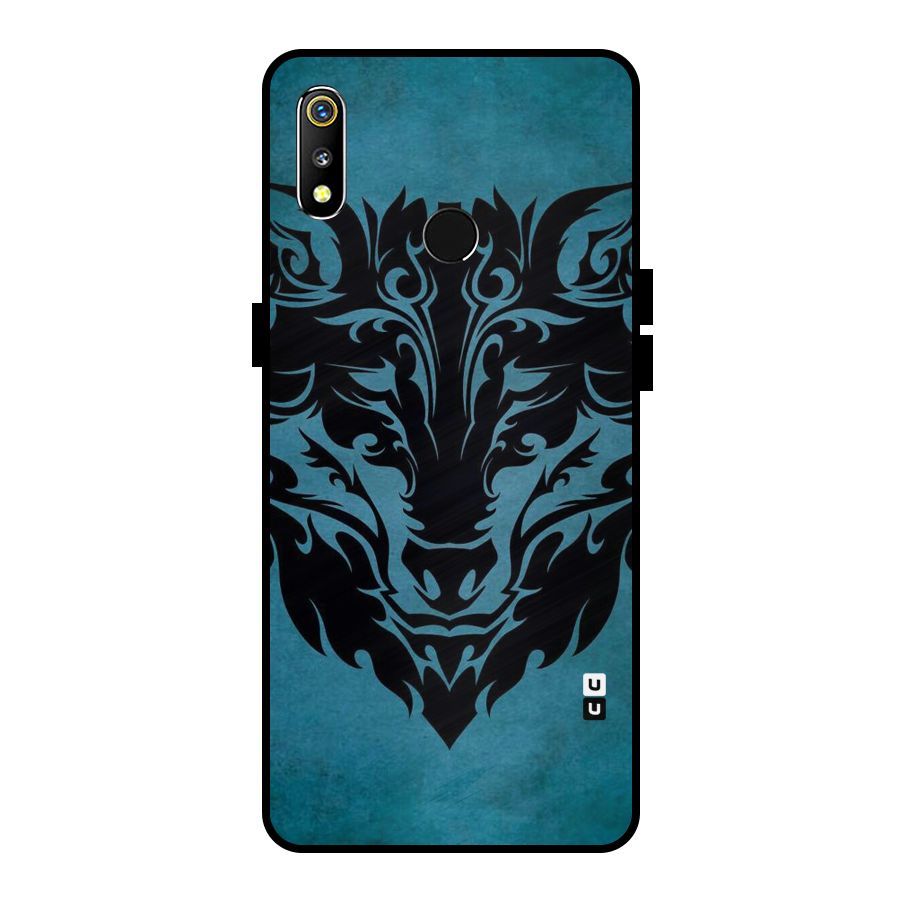 Black Artistic Wolf Metal Back Case for Realme 3i