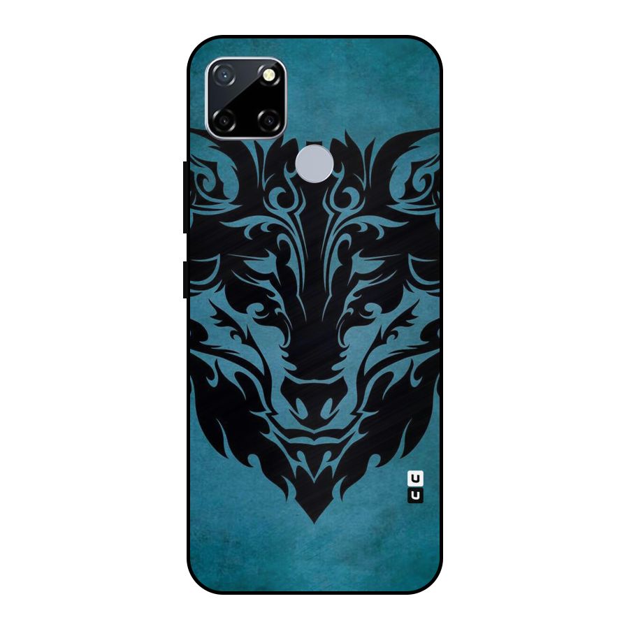 Black Artistic Wolf Metal Back Case for Realme Narzo 20
