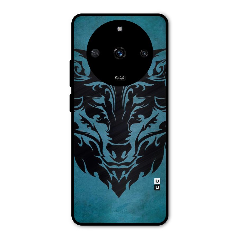 Black Artistic Wolf Metal Back Case for Realme Narzo 60 5G